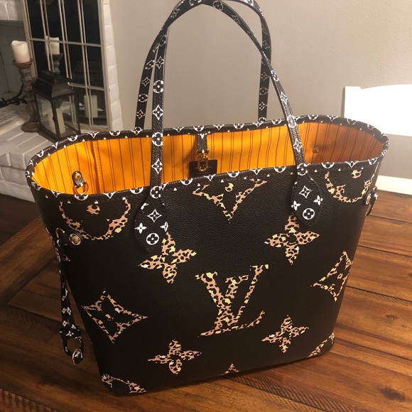 Louis Vuitton Black And Orange Jungle Giant Monogram Neverfull MM